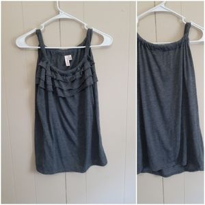 Sweet Pea gray flowy tank top ruffles size small
